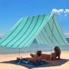 Hollie And Harrie Iridescent Stripe Turquiose Sombrilla Moana Beach Shade -Aquapac SurfBoard Shop 557964