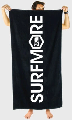 Carve Surf More Beach Towel Black White